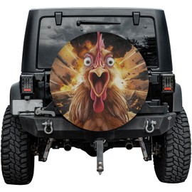 ThuhaTree Store Funny Chicken Spare Tire Cover with Or Without Backup Camera Hole, Funny Chicken Spare Tire Cover