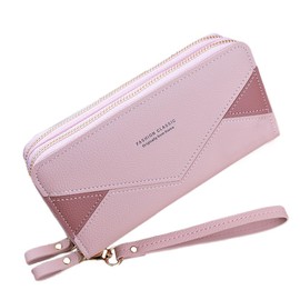 Oyccen Women Long Wallet Card Holder Purse Wristlet Clutch Bag with Zipper Pocket PU Leather Coin Purse Money Organizer Wallets for Ladies