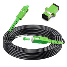 Bangun 15 Meters SC/APC to SC/APC Fiber Optic Internet Cable, Armored Single Mode Patch Cable, Fiber Optic Jumper Optical Patch Cord - SIMPLEX - 9/125um - OS1/OS2 Compatible, LSZH Black