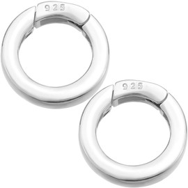 SUNNYCLUE 1 Box 15mm 925 Sterling Silver Spring Rings Purse Ring Clips Metal Round Carabiner Clip Clasps Purse Trigger Snap Hooks Gate O Rings Bulk for Jewelry Making Keyrings Bags Diy Crafts Supplies