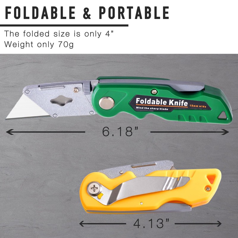 10-Pack Heavy Duty Folding Box Cutter Set with 30 Replacement