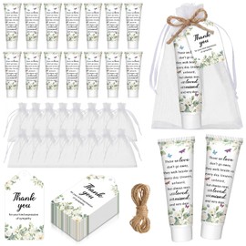 Linyuthia 50 Set/ 200 Pcs Funeral Favors Celebration of Life Favors Hand Cream Sets for Funeral Memorial Party Guest Thank You Return Hand Lotion Gifts(Eucalyptus, Flower)