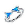 HUKKUN Shark Tooth Ring Sterling Silver Shark Teeth Ring Adjustable