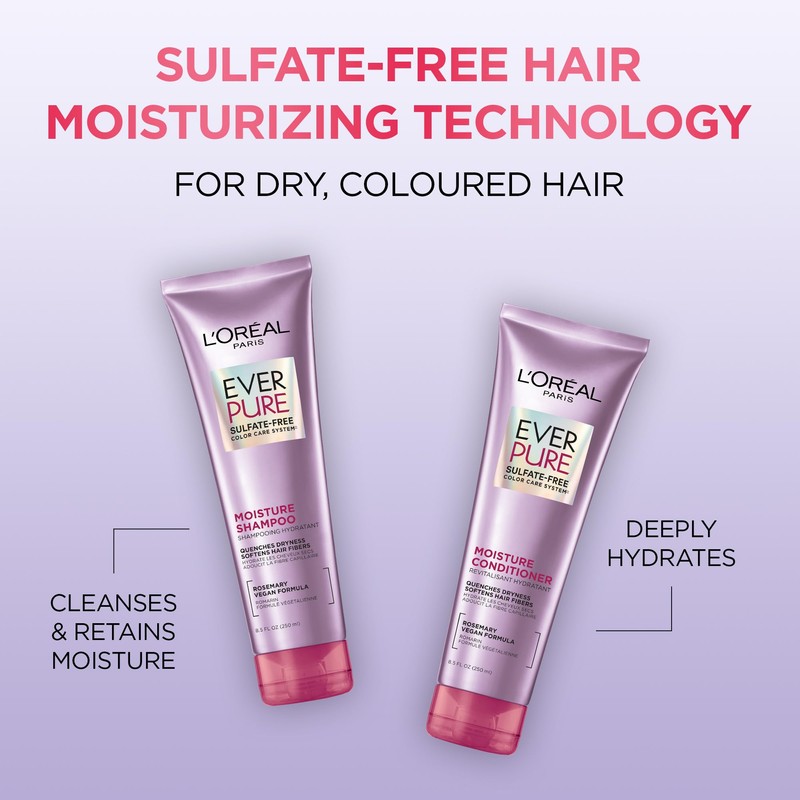L’Oréal Paris Moisture Sulfate Free Shampoo, Hair Care for Color-Treated