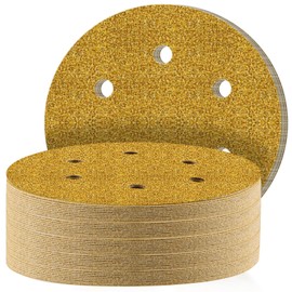 STEBRUAM 40pcs 150mm sanding discs,Sanding Discs Pads for Random Orbital Sander pads and All Oscillating Tools,Yellow sanding discs Hook and Loop 40 Grit 6 Hole 6 Inch Round