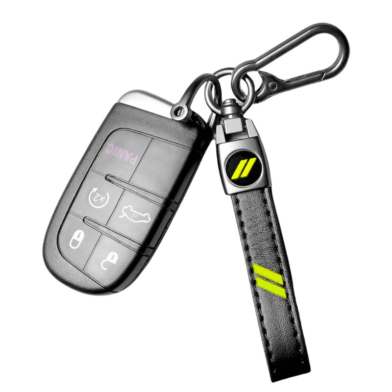 RUIHEDAHB Leather Car Keychain Keyring Compatible with Dodge Charger Durango