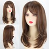 TISHINING Pelucas marrones para mujeres blancas, longitud media, capas, mezcla