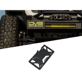 DV8 Offroad Universal Quick Release D-Ring License Plate Mount | Quickly Removes for Extra Clearance When Off-Road | Mounts to Aftermarket & Off-Road Bumpers w/ 1" Diameter D-Ring Mounts | Steel