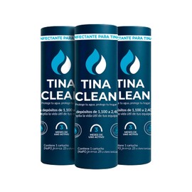 Tina Clean | Antisarro Y Desinfectante para Tinaco Y Cisternas 3 Pack (3 Meses c/u) hasta 9 Meses de 1100 a 2400L Cisterna | Filtro y Suavizador de Agua contra Sarro y Agua Dura