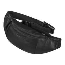STILORD 'Shawn' Large Bum Bag Leather Pouch Bag Fanny Pack Vintage Belt Bag for Men and Women Festival Travel Genuine Leather, Colour:Black