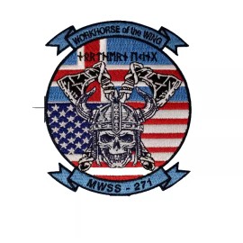 4" MARINE CORPS MWSS-271 WORKHORSE NORWAY HOOK & LOOP EMBROIDERED PATCH