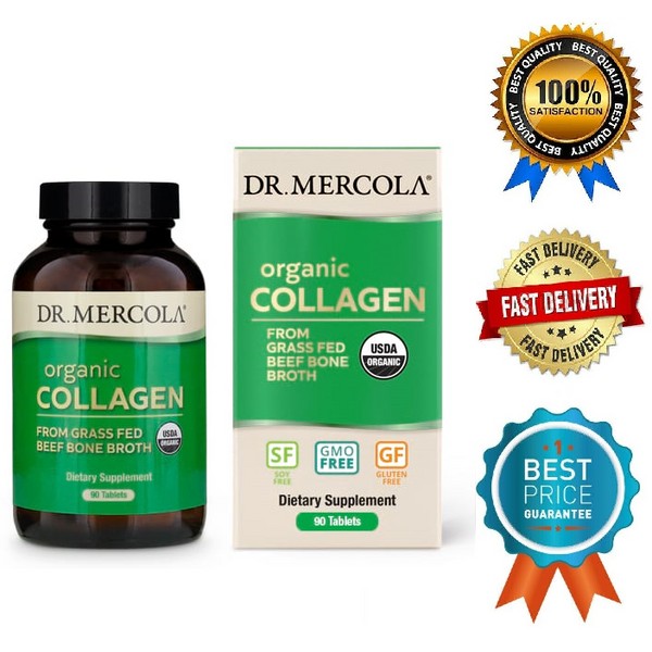 Dr. Mercola Organic Collagen from Grass Fed Beef Supports Skin Hair Nails 90tab