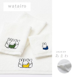 Nishikawa TT34850633 Miffy Wash Towel, 13.4 x 13.8 inches (34 x 35 cm), Washable, 100% Cotton, Plush, Soft and Light Texture, Made in Japan, Imabari, White