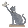 Goldbach Decorative Cat with Butterfly on Wooden Base 29 cm