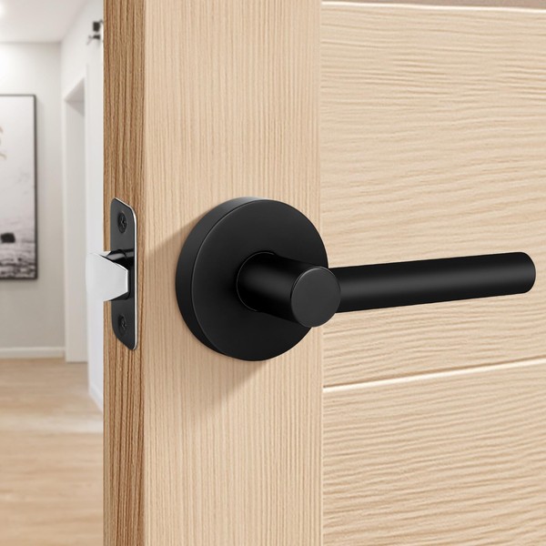 Gaurqiah Keyless Passage Door Lever, Heavy Duty Door Handle, Round