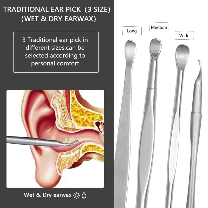 8 Pcs Ear Wax Removal Kit,Professional Double-Headed Ear Pick Earwax