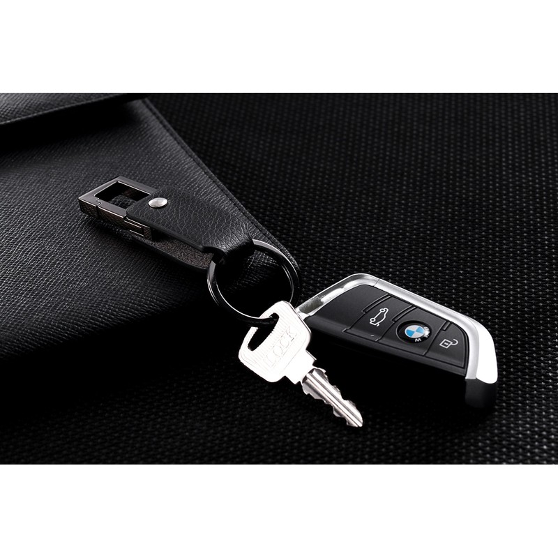 Cerbery - Leather Keyring with Rings and Gift Box, black