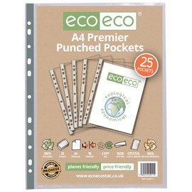 eco-eco A4 100% Recycled Bag 25 Premier Multi Punched Pockets