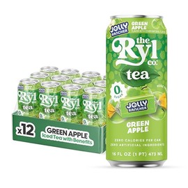 Ryl Iced Tea, Jolly Rancher Green Apple –Zero Sugar, Antioxidant Superblend, Zero Calorie, Low Carb, Non-GMO, Kosher, Gluten Free, Made in the USA, 12-Pack, 16 Fl Oz