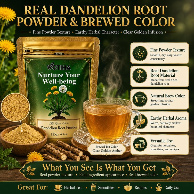 WOTIHA Dandelion Root Powder 4.4oz (125g) - 100% Natural &