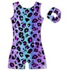 UNICOMIDEA Leotards For Girl with Scrunchie Purple Leopard Biketard for