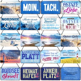 schilderkreis24 - Tin Sign Funny North Sea Baltic Sea Saying Moin Moin Holiday Decoration Hanging Sign Sea Beach Sign Funny Gift Idea 18 x 12 cm