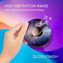 1 x Round Coaster - Saturn Planet Rings Space NASA Galaxy Cork Backed MDF Glossy Tea Coffee Accessory #24150