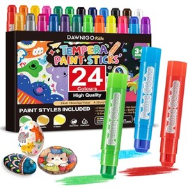 24 Colors Tempera Paint Sticks,Washable Paint Sticks for Kids,Non-Toxic,90s Quick Drying, Allergen Free and High Coverage Solid Tempera Paint Stick,Ideal Gifts for Kids and Toddlers