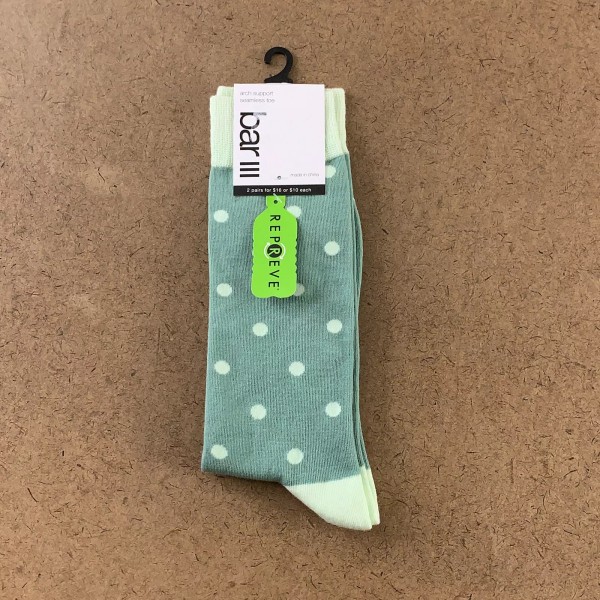 Bar III Men's Shoe Size 7-12 Green Polka Dot Cotton