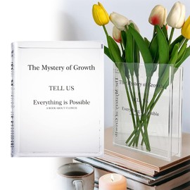 MisFun Transparent Flower Vase, Book Vase Made of Acrylic, Clear Book Vase, Clear Book Flower Vase, Minimalist Flowers, Tulip Vase, Book Shape, Flower Vase for Flowers, Bedroom, Table Decoration,