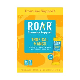 Roar Immune Support Powder - Hydration Packets with Zinc and Elderberry - Electrolytes Powder - No GMOs, Gluten Free - Tropical Mango - 12 pc