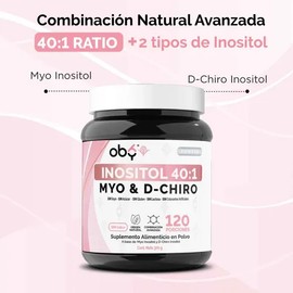 Oby Inositol Ultra 4100 mg por porción (Myo y D-Chiro 40:1) - Polvo 300g para 60 Días - 100% Puro y Vegano