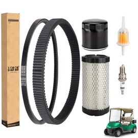 10L0L Golf Cart Tune Up Kit and Drive & Starter Belt Kit fit EZGO TXT RXV 2008-2011 Gas Models with Kawasaki Motor,OEM# 606136, 606138