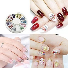 KADS Rhinestones 12 AB Colors 600 Pcs Nail Art Decorations Valentine's Day Crystal Glitters Rhinestones Acrylic Tips Manicure Decoration for Nail Tools