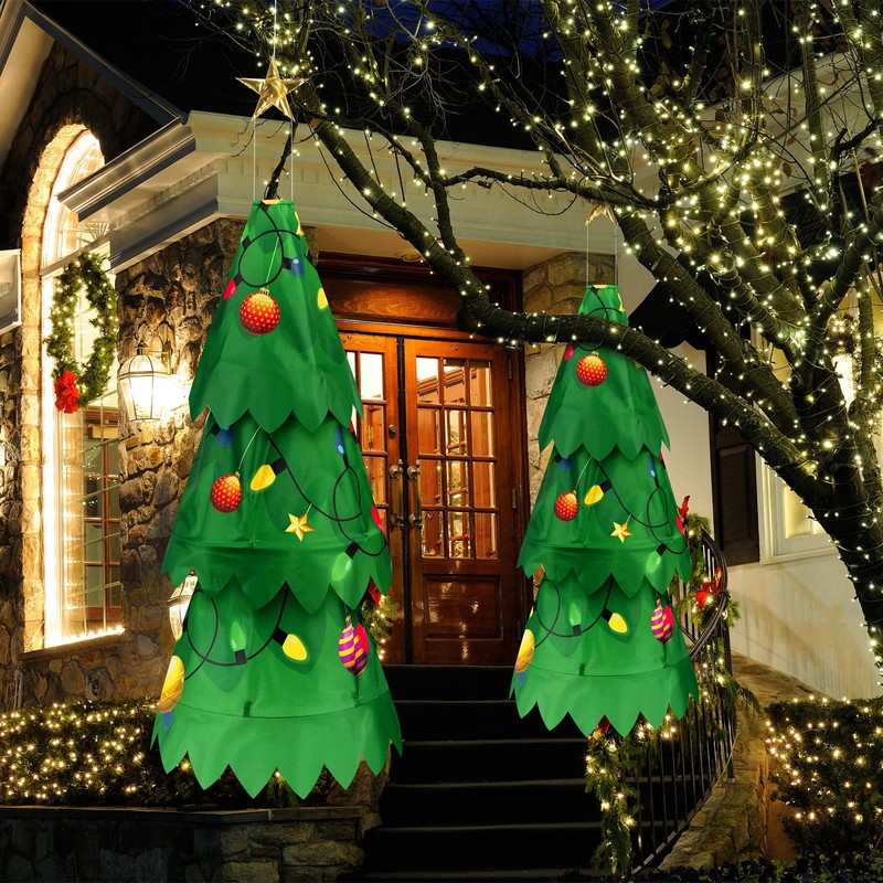Chunm 2 Pcs Christmas Tree 3D Windsock Applique Christmas Tree