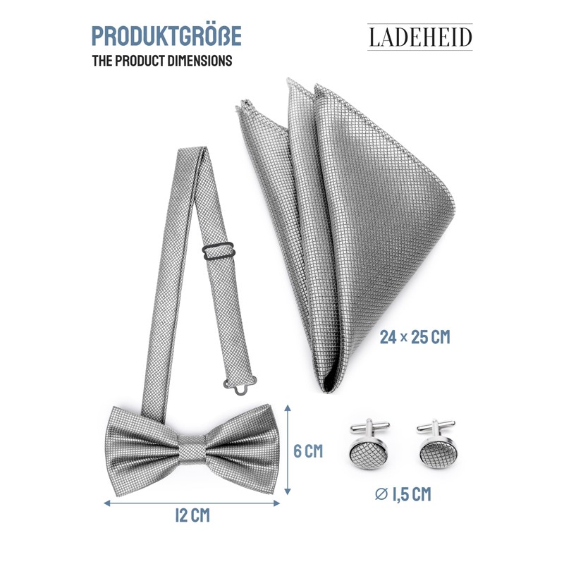 Ladeheid Set BHC Bow Tie with Pocket Square Set Including