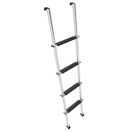 KUAFU 60'' Bunk Bed Ladder with RV W/Hook and Rubber Foot Pads Aluminum RV Camper Bunk Ladder with Non-Skid Steps for Safe Climbing 450LBS