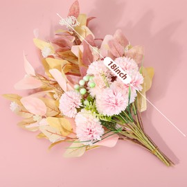 Maysing 2 Bundles Artificial Flowers Without Vase Faux Hydrangea Flower Arrangements for Home Garden Wedding Decor Fake Flowers Coffee Dining Table Centerpiece Decor(Pink)