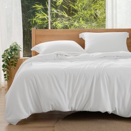 Bedsure White Duvet Cover King Size - Rayon Derived from Bamboo Cooling Duvet Cover Set, 3-Piece Set with Zipper Closure (104"x90") and 2 Pillow Shams, Comforter Not Included