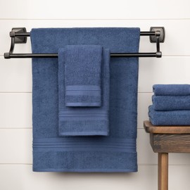 Bathroom Hand Towels Set 100% Cotton Blue, Oeko-Tex Terry Cotton, Soft and Absorbent Hand Towel, 500 GSM, Set of Two, 16 in x 28 in