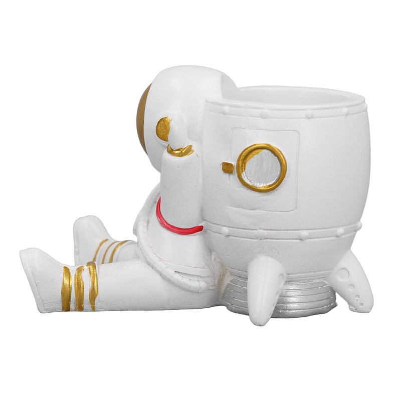 Astronaut Pencil Pen Cup Synthetic Resin Spaceman Figurine Desk Pen