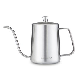 Easyworkz Gage Gooseneck Pour Over Coffee Kettle 12 oz Stainless Steel Hand Drip Long Narrow Spout, Silver