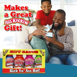 ASS KICKIN' Premium Hot Sauce Bottles Gourmet Gift Set Travel Size – .75 oz. 4 Pack - Try if you dare! – Perfect Gourmet Christmas Gifts for the Hot Sauce Fan