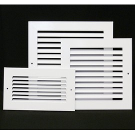 14" X 10" 2-Way-Vertical AIR Supply Grille - Vent Cover & Diffuser - Flat Stamped Face - White [Outer Dimensions: 15.75"w X 11.75"h]