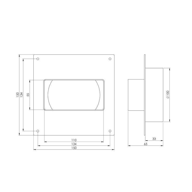 Diameter 100 mm - 110 mm x 55 mm Transition