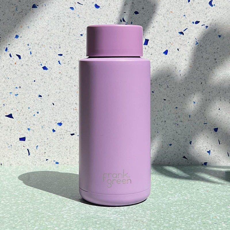 frank green Ceramic Reusable Bottle with Straw Lid, 34oz/1L Capacity