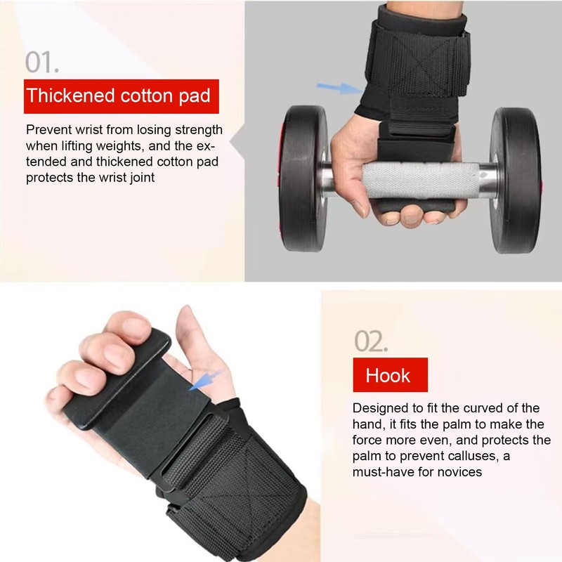 Weight Lifting Wrist Wraps | Bodybuilding Grips Hook | Ergonomic