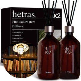 hetras Premium Reed Diffuser Set 16.9 fl.oz. 2 Pack | Book Store - Woody & Herb Scent | Long-Lasting Luxury Fragrance with 10 Reed Sticks for Home & Office | Gifts for Loved One