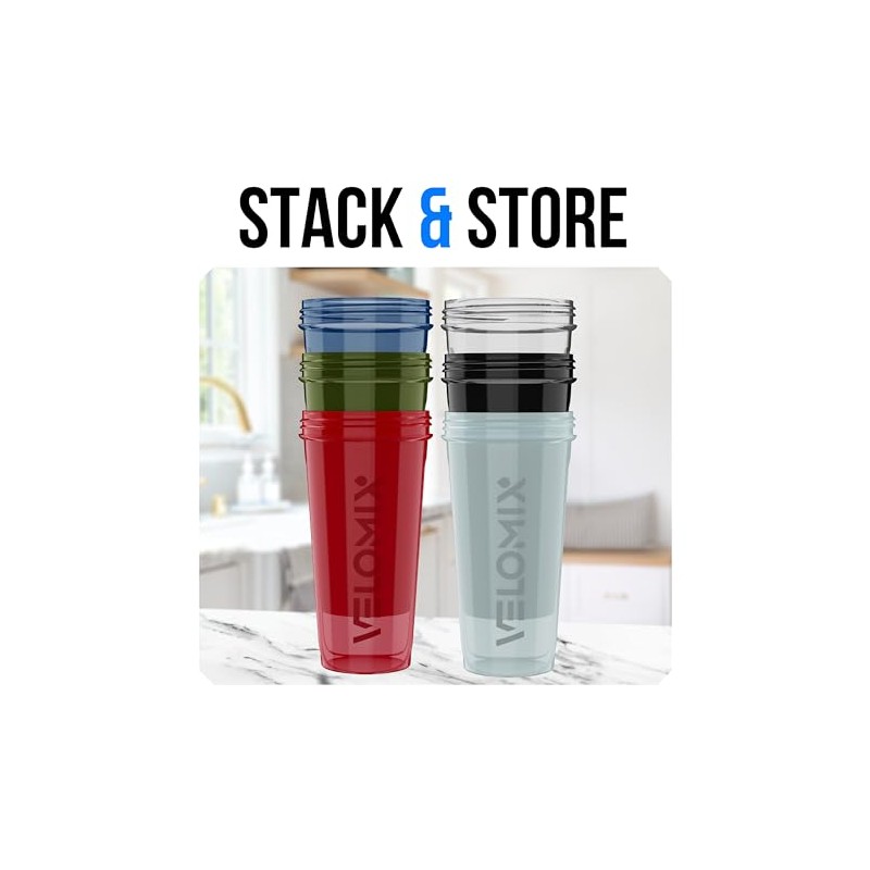 VELOMIX -6 PACK- 28 oz Protein Shaker Bottle for Protein