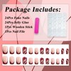 Mkwntg Red French Tip Press on Nails Medium Square Fake